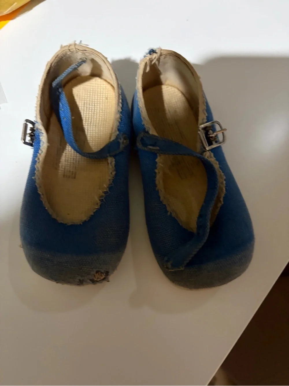 Kids Blue Mary Jane Canvas Shoes - Classic Strap Style